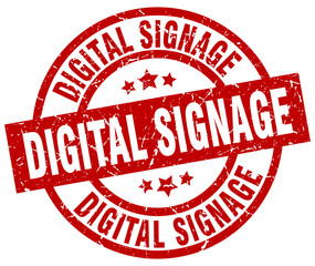 digital signage round red grunge stamp
