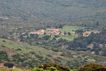 Fototapeta na wymiar Veduta del villaggio minerario Sedddas Moddizzis o Asproni