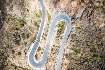 Aerial photo of summer road. Free space for your decoration. Landscape of Gran Canaria island 