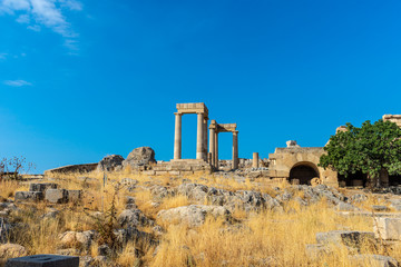 Ancient pillars of the acropolis of Lindos