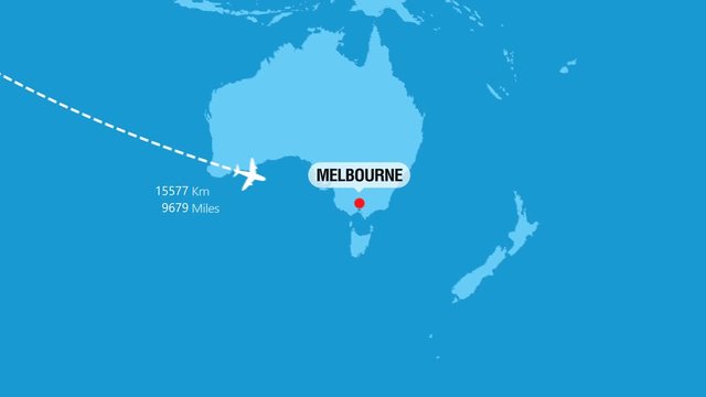 London to Melbourne Flight Travel Route