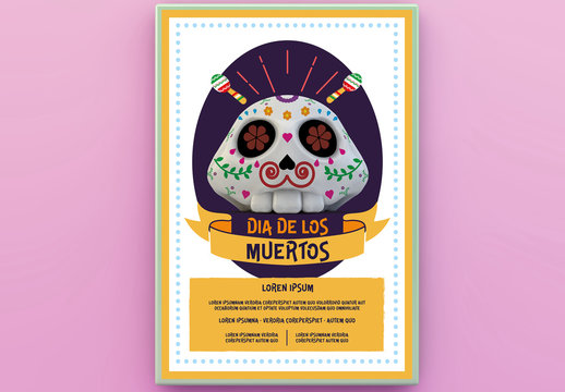 Day of the Dead Themed Party Poster Layout