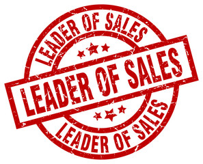 leader of sales round red grunge stamp