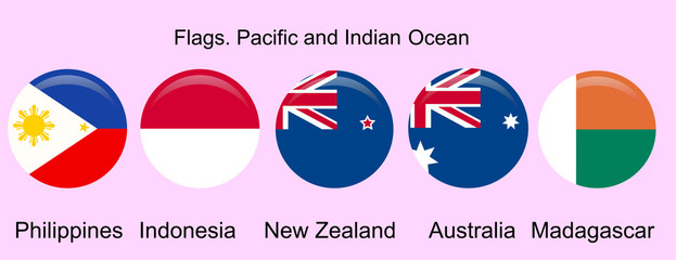Flags of Oceania, countries in original colors
