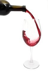 Pouring red wine into the glass