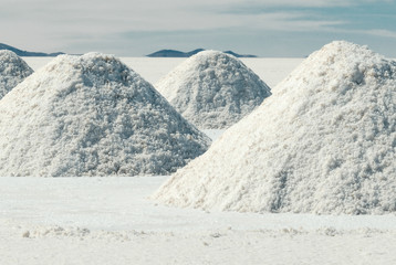 Drying Salt Piles At Salar De Uyuni, Bolivia