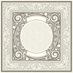 Vintage decorative ornate monochrome design