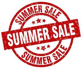 summer sale round red grunge stamp