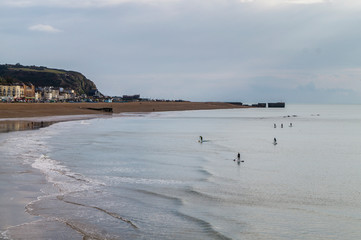Paddle boarding on Hastings Beach