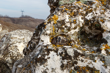The quartzite formation in the chalk sedimentary rock. Lisogorka, Rostov-on-Don region, Russia