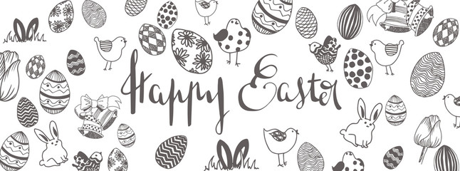Fototapeta premium Happy easter doodles