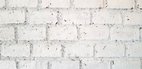 Pattern of painted white grunge brick wall for background - Rough wallpaper, Art painting and Decorative concept