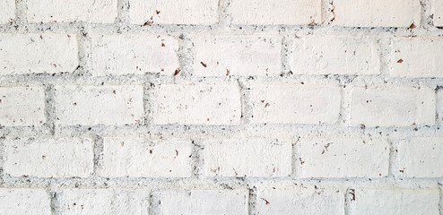 Obraz premium Pattern of painted white grunge brick wall for background - Rough wallpaper, Art painting and Decorative concept