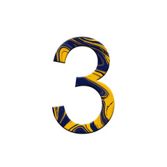 Number 3 illustration . Creative synthwave cyberpunk elements. Isolated on background.