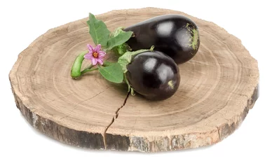 Foto op Plexiglas Eggplant on wooden Board © Alexander