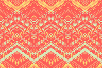 Abstract Ikat and boho style handcraft fabric pattern. Traditional Ethnic design for clothing and textile background, carpet or wallpaper