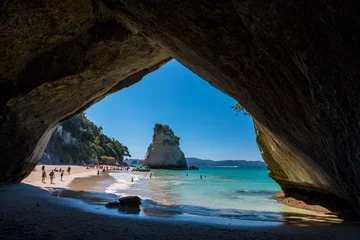 Foto auf Acrylglas Cathedral Cove 2019 FEB 19, New Zealand, Coromandel -  Chathdral cove the travelling destination in a beautiful day.