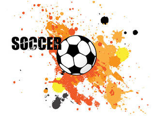 soccer ball with splatter graphic grunge on white background