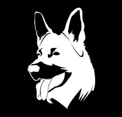 vector image of dog and silhouette of dog