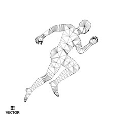 3d running man. Design for sport, business, science and technology. Vector illustration. Human body.