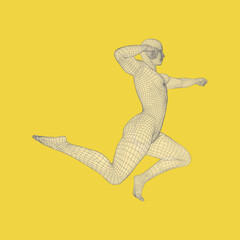 Fototapeta premium 3D Model of Man. Human Body Wire Model. Design Element. Technology Vector Illustration