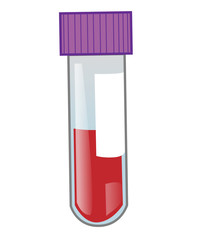 Cartoon colorful blood test tube isolated on white background