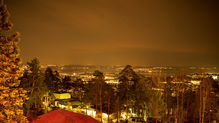 Widok na Oslo Landscape utsikt fra Holmenkollen by night om natta Norge Norway Norwegia Scandinavia Skandynawia