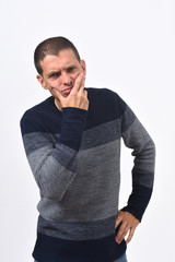 thoughtful man on white background