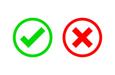 Check marks icons. accept and reject. right and wrong. Isolated on white background. Vector Illustration.