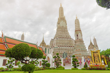 Wat Arun Temple,big pagoda statue symbols buddhism religion in Bangkok Thailand