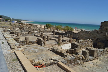 Old Houses In Roman City Baelo Claudia Dating In The Second Century BC Beach Of Bologna In Tarifa. Nature, Architecture, History, Archeology. July 10, 2014. Tarifa, Cadiz, Spain.