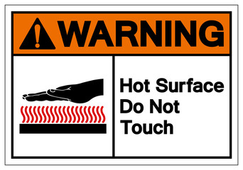 Warning Hot Surface Do Not Touch Symbol Sign, Vector Illustration, Isolate On White Background Label .EPS10