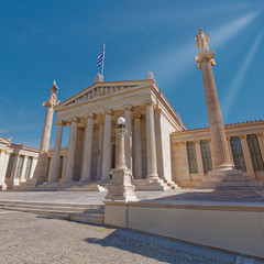 Obraz premium sunbeams on the national academy of Athens, Greece