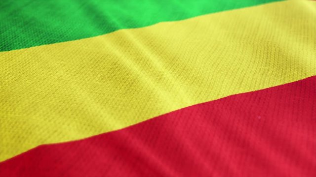 Congo flag is waving 3D illustration. Symbol of Congo an national on fabric cloth 3D rendering in full perspective.