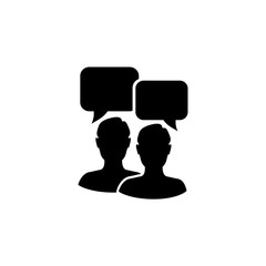 Talk people icon in flat style. Man with speech bubble illustration on white background. Talk chat business concept