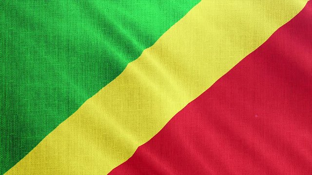 Congo flag is waving 3D illustration. Symbol of Congo an national on fabric cloth 3D rendering in full perspective.