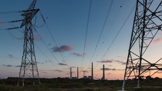 Hadera power Station Day to Night time Lapse