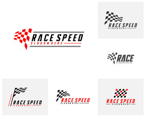 Set of Race flag Design Concepts Icon. Speed Flag Simple Design Illustration Vector. Icon Symbol