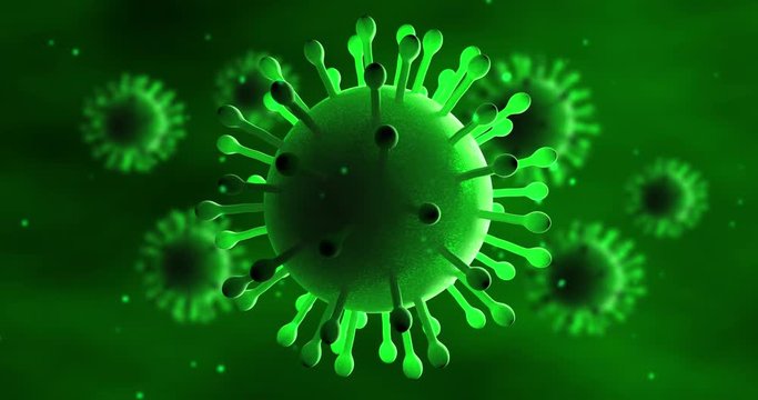 Microscopic View Of 3D Virus And Bacteria Animation. Health and science related concept.