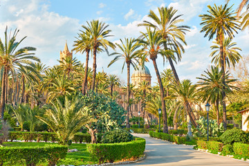 Fototapeta na wymiar Villa Bonanno public garden in Palermo