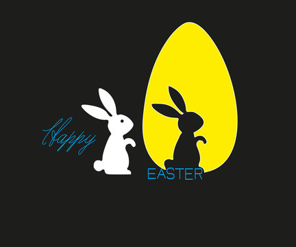 Happy Easter yellow,blue background with colorful egg, confetti and ribbon. Egg hunt for children template layout.  illustration. Easter. Sale tempalte.