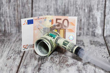 Concept : feeding the European economy with America's financial resources