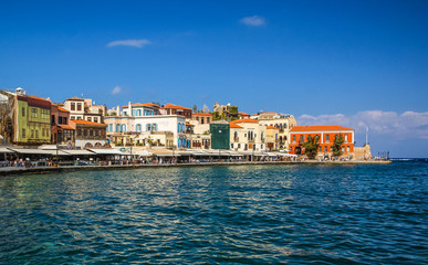 Fototapeta na wymiar Sea harbour in Chania, Crete island.