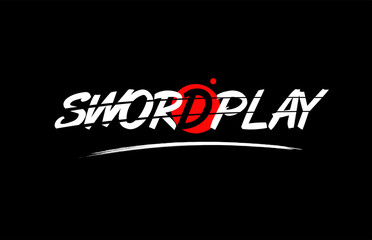 swordplay word text logo icon with red circle design