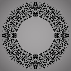Decorative frame Elegant vector element for design in Eastern style, place for text. Floral black border. Lace illustration for invitations and greeting cards