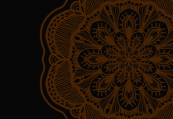 Abstract mandala graphic design and watercolor digital art painting for ancient geometric concept background