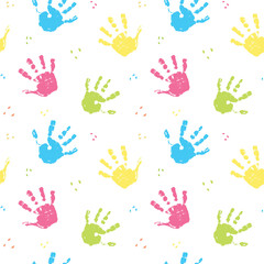 Hand stamp seamless pattern, paint stain background vector illustration