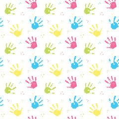 Hand stamp seamless pattern, paint stain background vector illustration