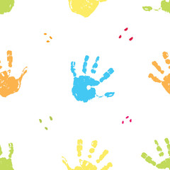 Hand stamp seamless pattern, paint stain background vector illustration