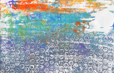 Abstract color acrylic and watercolor painting. Monoprinting  template. Canvas texture background.